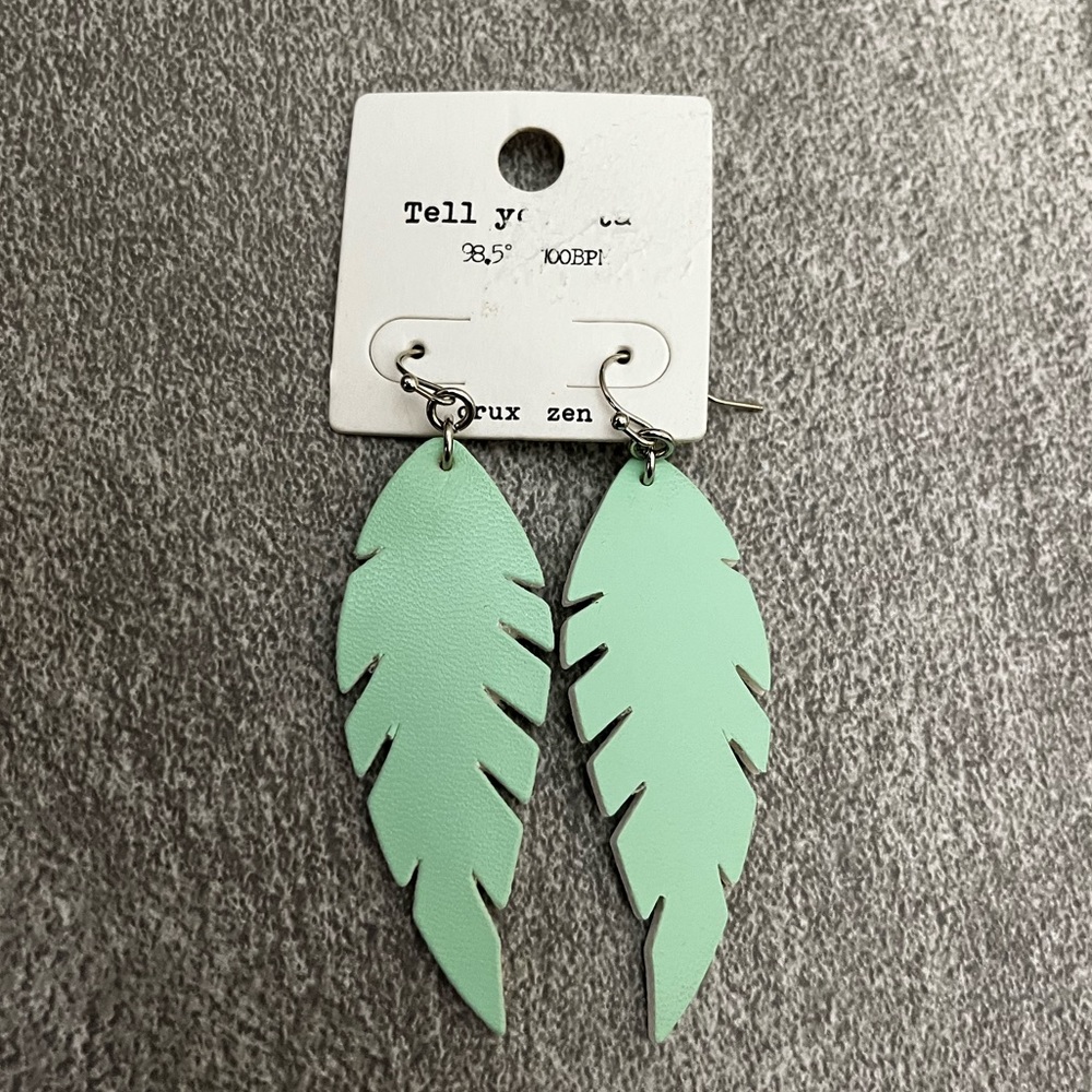 Blue/Green Faux Leather Earrings